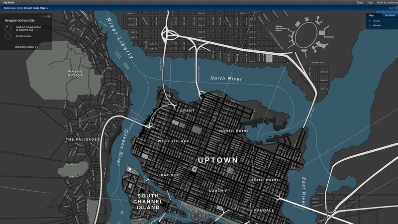 Illustration for article titled All of Gotham City in 3D (Or Traditional) Online Map Form